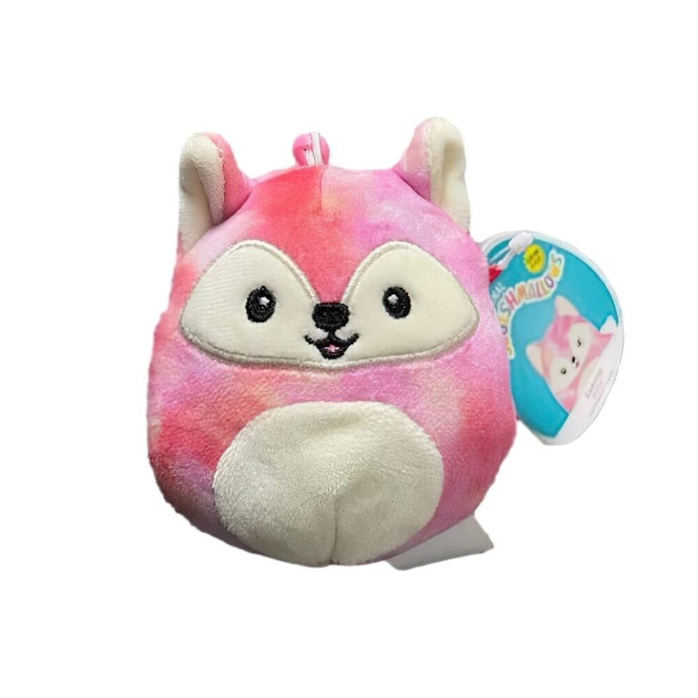 Squishmallows Official Kellytoy 3.5 Inch Clip On Bag Plush Toy Animal Sabine Fox